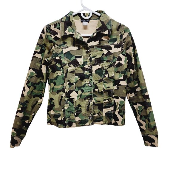 Venus Denim jacket Women's Camouflage Button-Up Size S - Picture 1 of 9